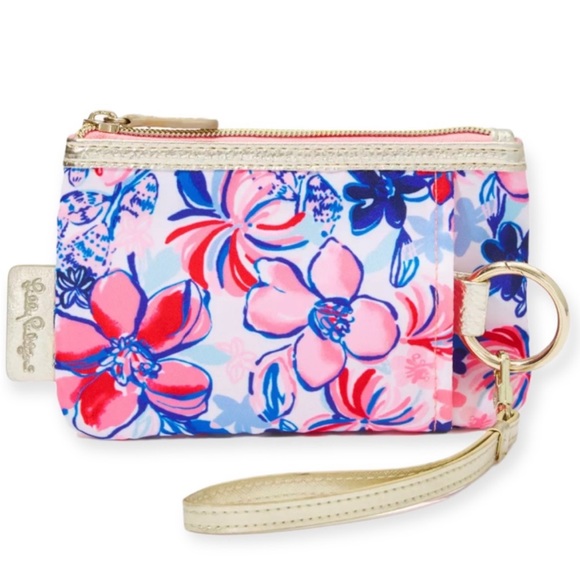 LILLY PULITZER Wallet Resort White Party Like A Lobstar Printed Zip Top Key Ring - Picture 1 of 5